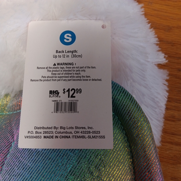 Rainbow Unicorn Hooded White Plush  Pet Dog Costume Small - Picture 3 of 8